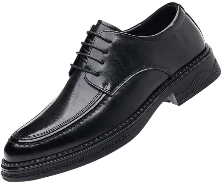 YZABEL Men's Patent Leather Flat Formal Oxford Shoes, Stylish Pointed Toe Lace-Up Business Casual Shoes, Lightweight Comfortable for Formal Business Wedding
