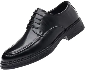 YZABEL Men's Patent Leather Flat Formal Oxford Shoes, Stylish Pointed Toe Lace-Up Business Casual Shoes, Lightweight Comfortable for Formal Business Wedding