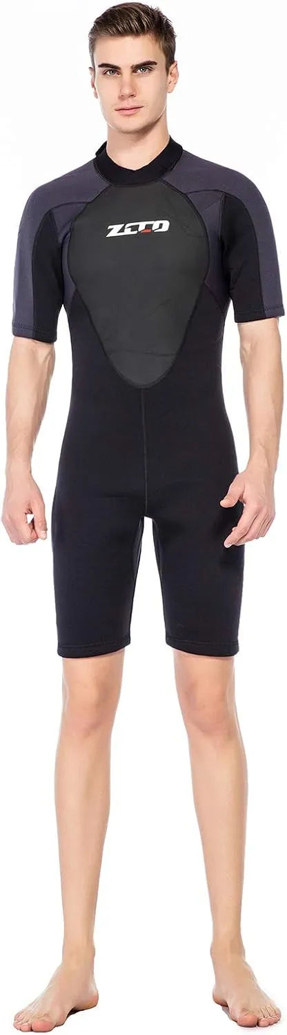 ZCCO Men's Wetsuits 1.5/3mm Premium Neoprene Back Zip Shorty Dive Skin for Spearfishing,Snorkeling, Surfing,Canoeing,Scuba Diving Suits
