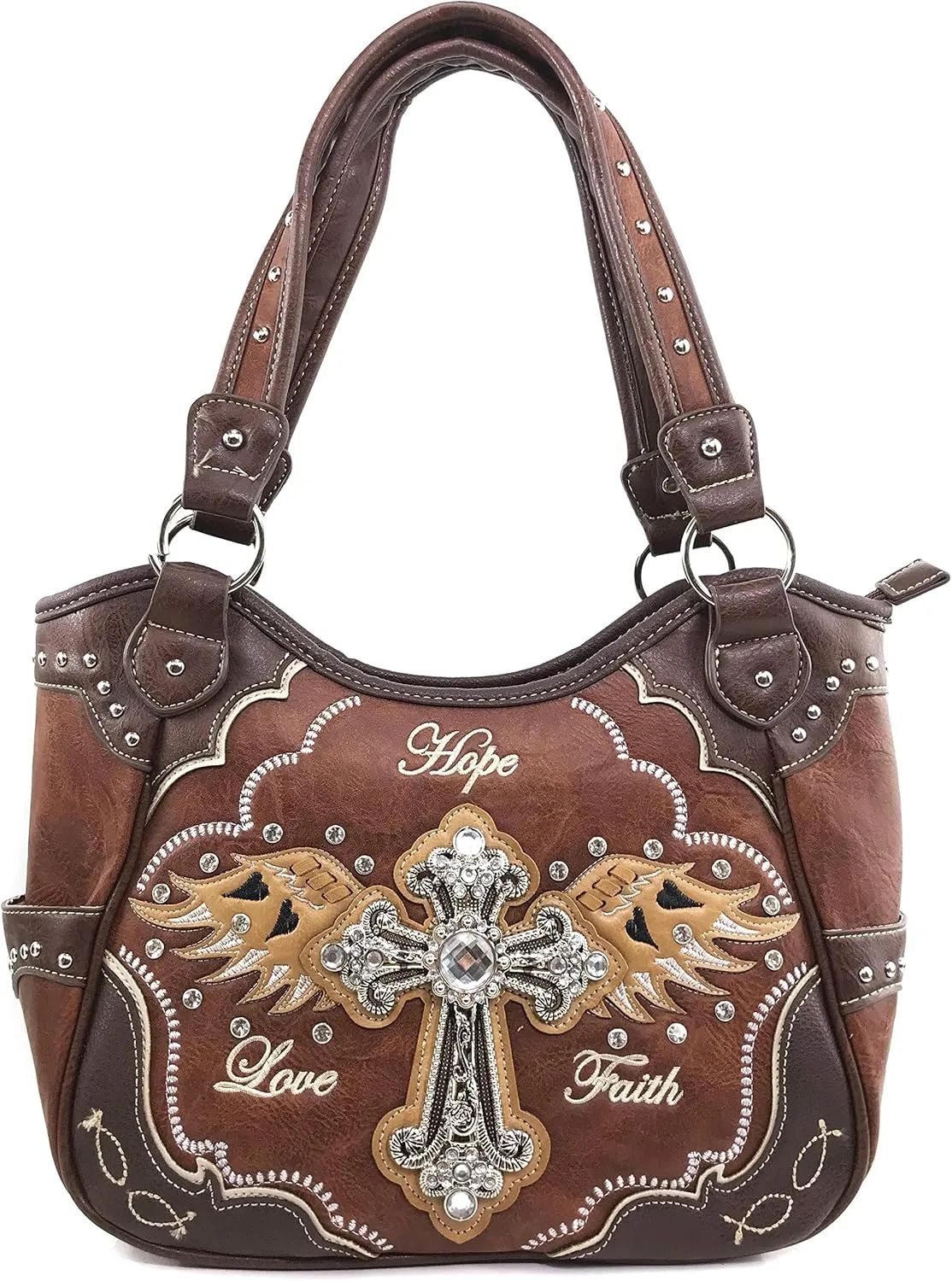 Zelris Faith Love Hope Cross Angel Wing Women Conceal Carry Women Tote Purse