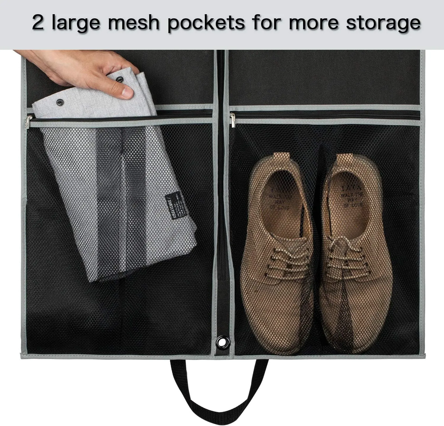 Zilink 43" Garment Bag Suit Bags for Travel with Pockets Breathable Dress Suit Cover for Storage with PVC Card Holder, Black