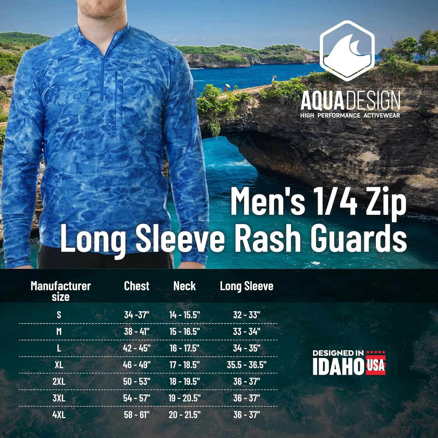 Zip Rash Guard Men: Long Sleeve Mens UPF 50  UV Protection Shirt