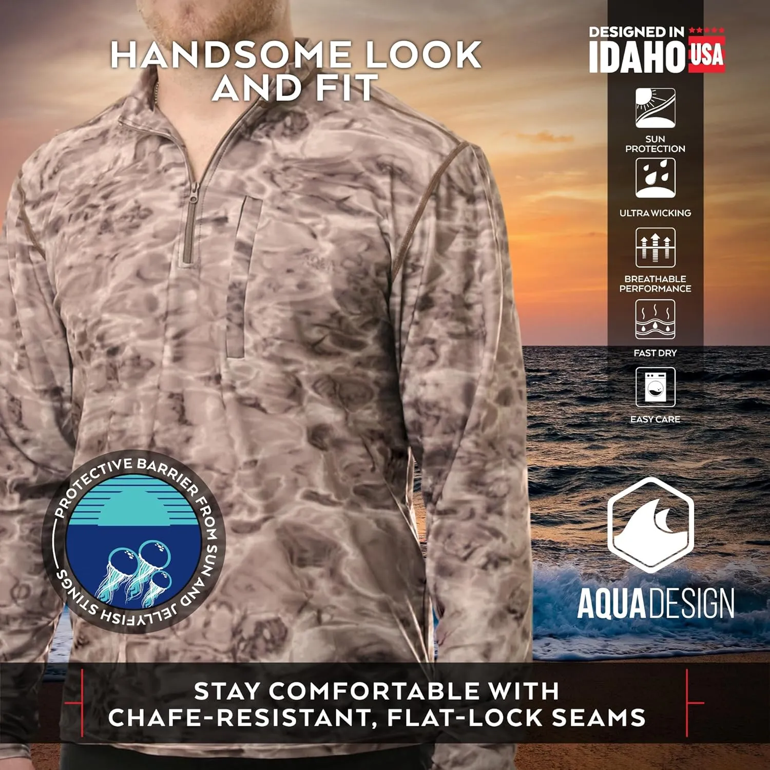 Zip Rash Guard Men: Long Sleeve Mens UPF 50  UV Protection Shirt