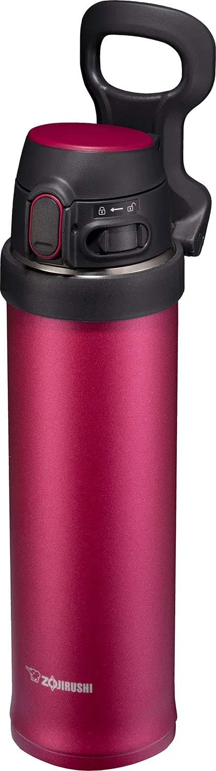 Zojirushi SM-QHE48RK, Flip-and-Go Stainless Mug, 16-Ounce, Hibiscus Red