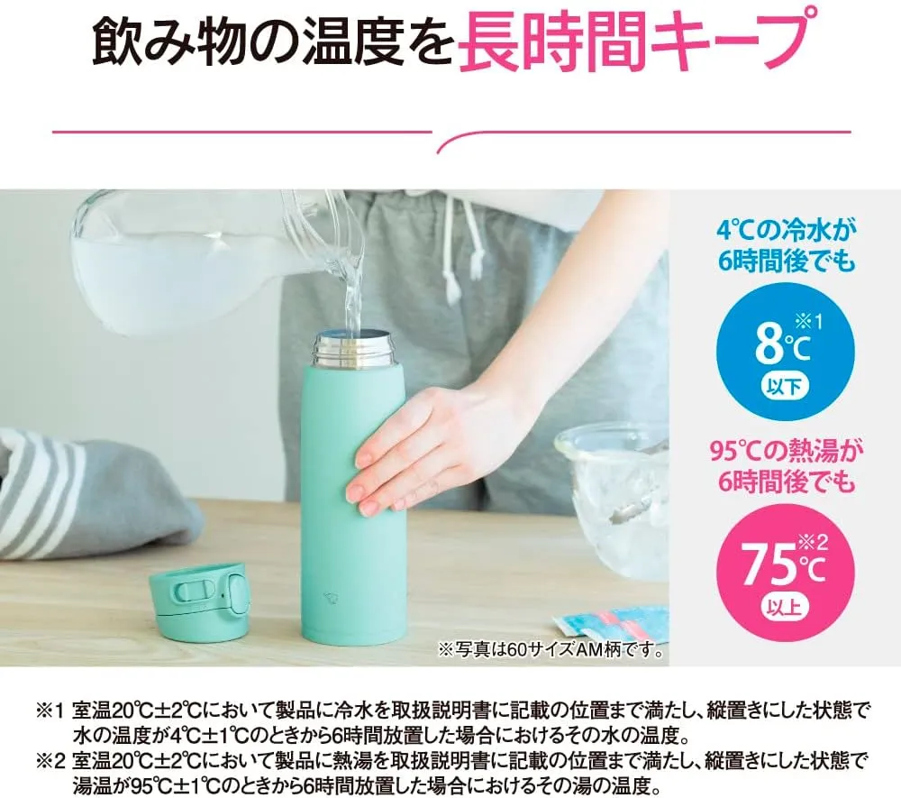 Zojirushi SM-VA72-AD Water Bottle, One-Touch Stainless Steel Mug, Seamless, 24.3 fl oz (720 ml), Navy