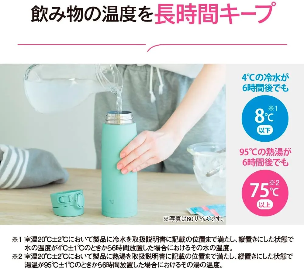 Zojirushi SM-VA72-AM Water Bottle, One-Touch Stainless Steel Mug, Seamless, 24.3 fl oz (720 ml), Mint Blue