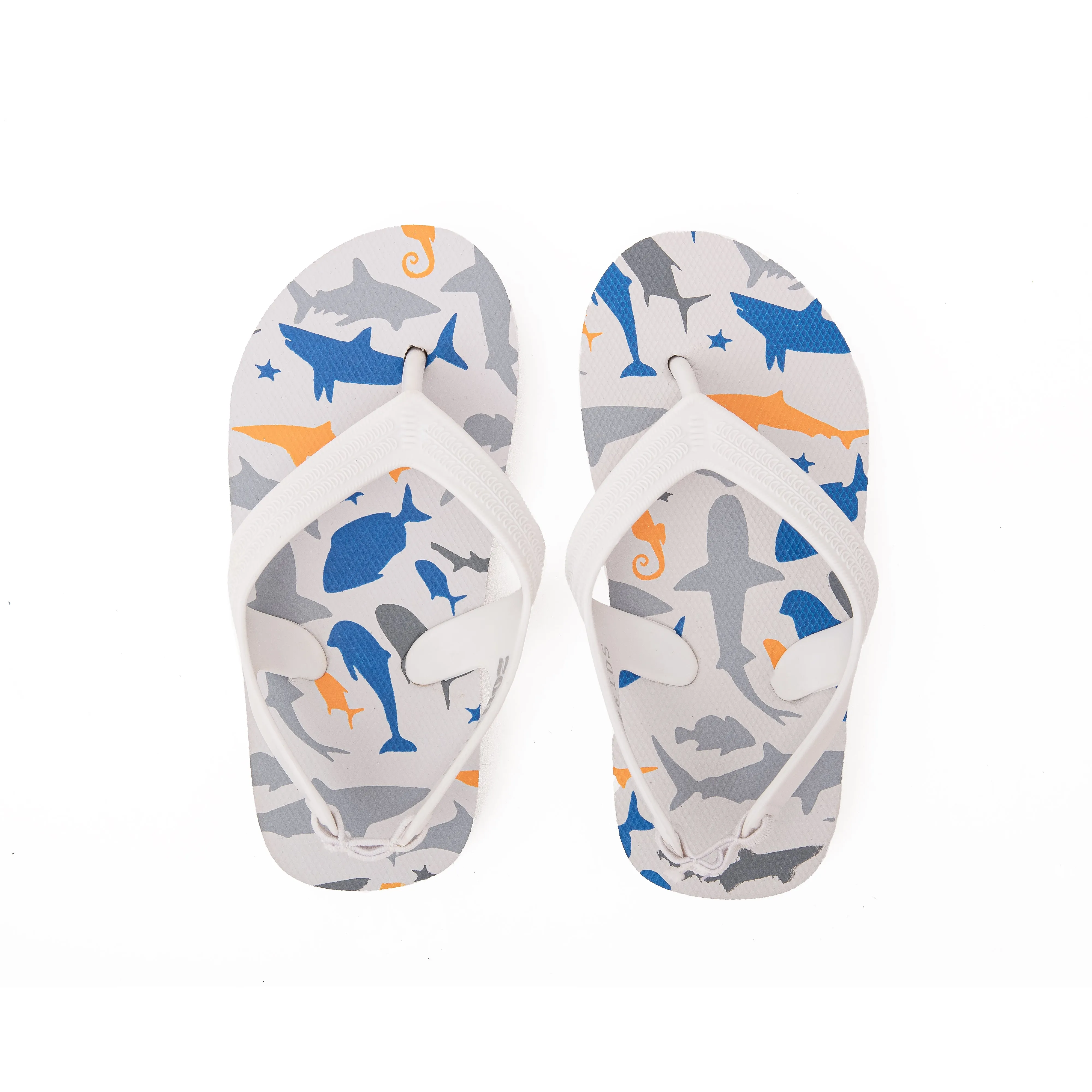 Zori Kids Flip Flops in White Shark