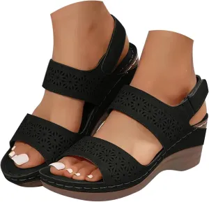 ZSpzx Women'S Orthopedic Sandals Dressy Summer With Arch Support Open Toe Slip On Block Womens Chunky Mid Heels Ankle Strap Sandal Hollow Out Slippers Casual Comfortable Adjustable Walking Shoes