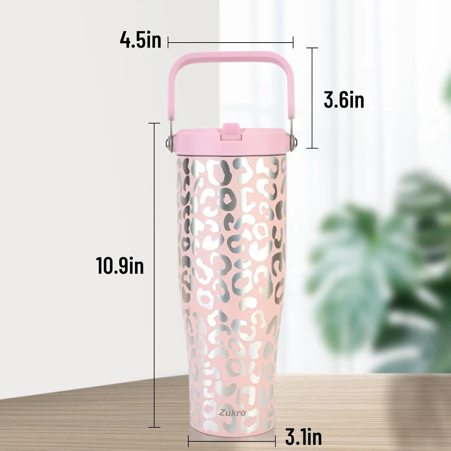 Zukro 50 OZ Tumbler With Flip Straw |Triple-Wall Vacuum Insulated Water Jug With Top Handle For Gym Sports Outdoors |Large Leak Proof Stainless Steel Water Bottle, Fit in Cupholder |Cold 34 Hours