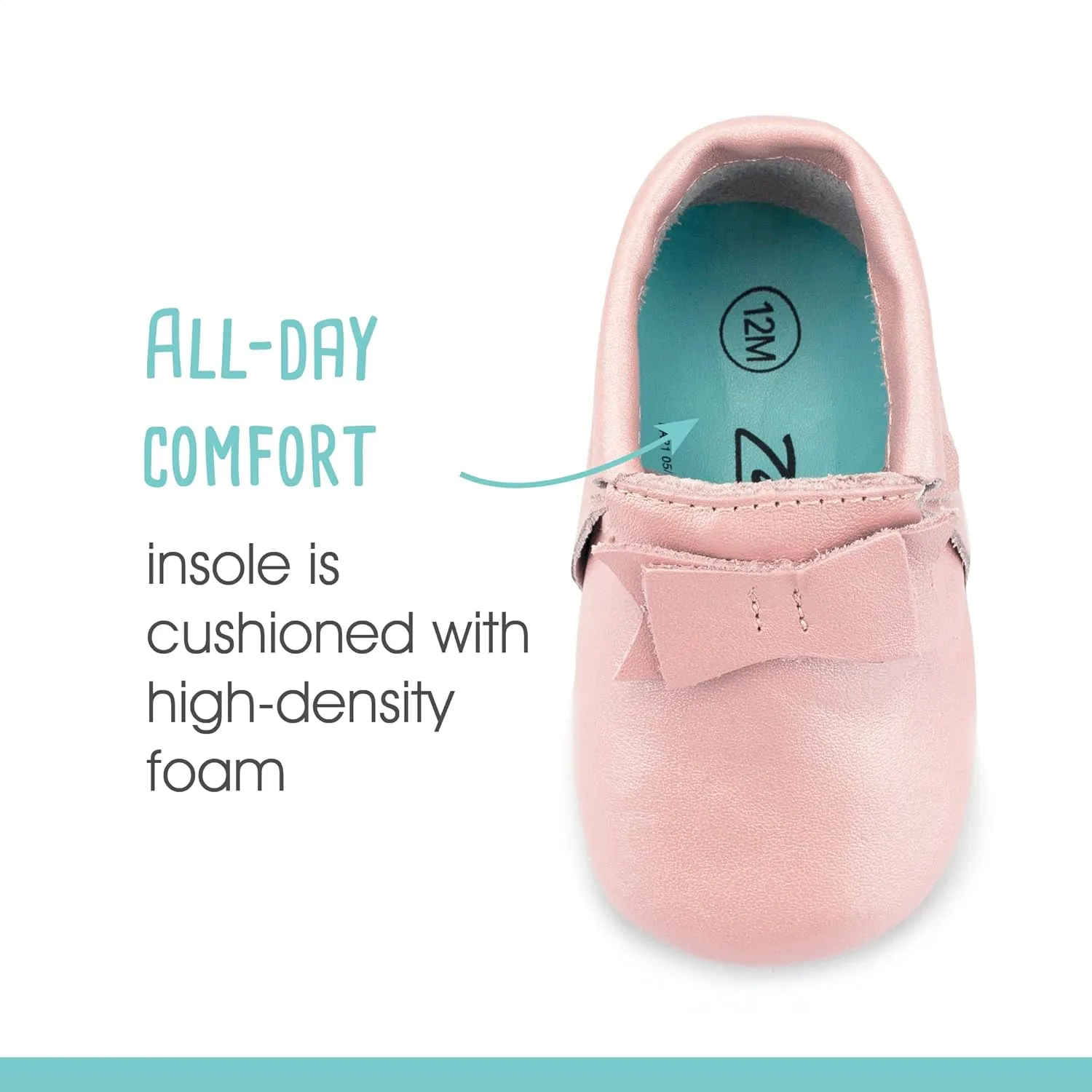 Zutano Unisex Baby Leather Moccasins, Slip Resistant, Soft-Sole Stay On Baby Shoes